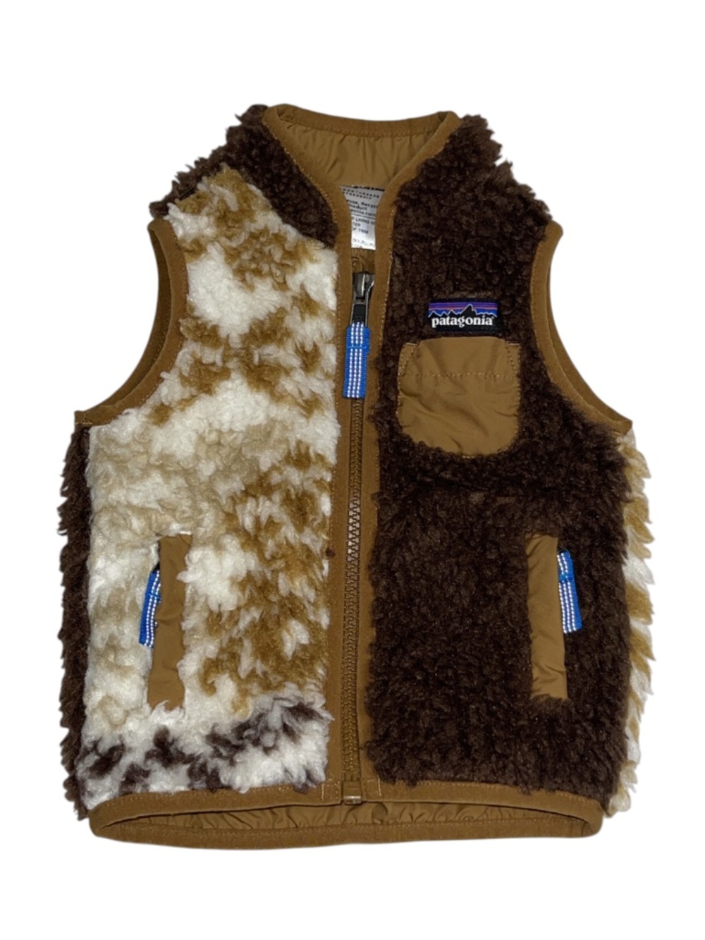 Patagonia Baby Retro-X Deep Pile Fleece Sherpa Vest Jacket Brown Cream 6 Months